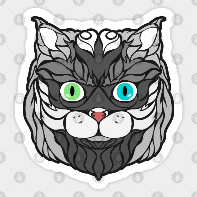 Gray Cat Face Drawing Sticker by zak00aria